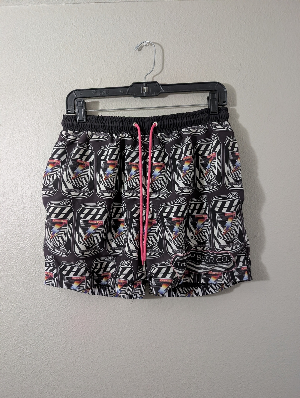 B fresh Church Music Beer Shop Swim Trunks Multicolor Logo Black Garment Label